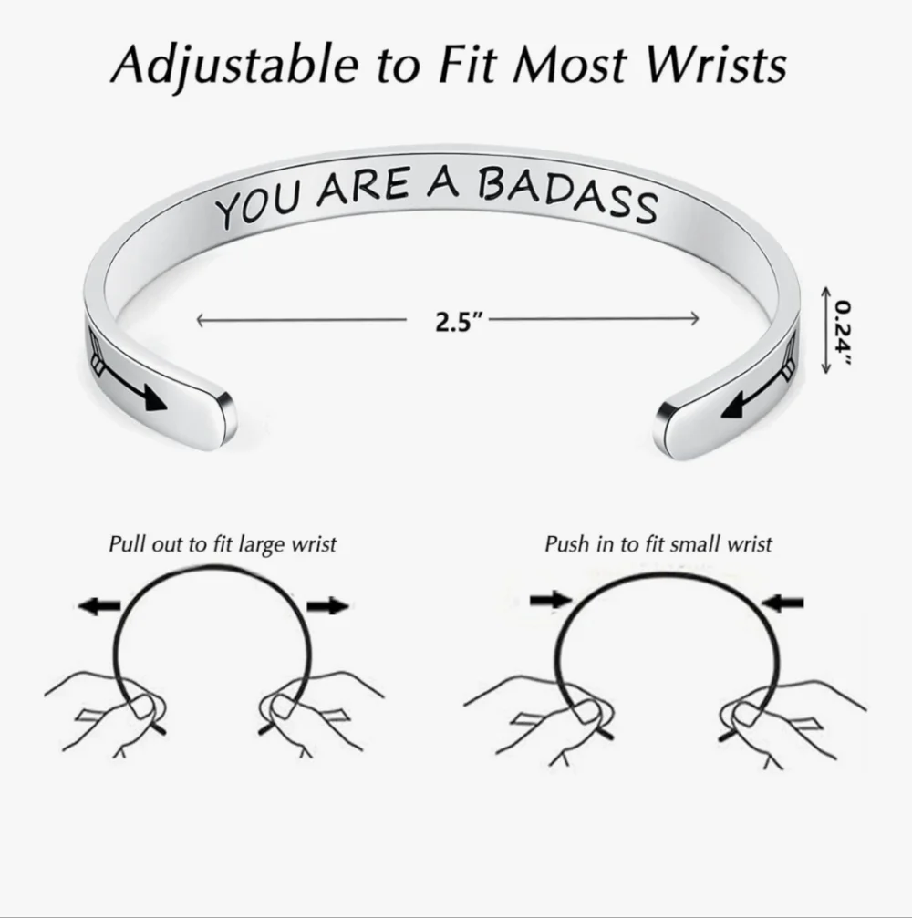 Silver Inspirational Cuff Bracelet